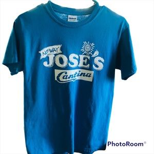 Humorous  Graphic Tshirt "No Way Jose's Cantina" Aqua Blue Tshirt. Size Small